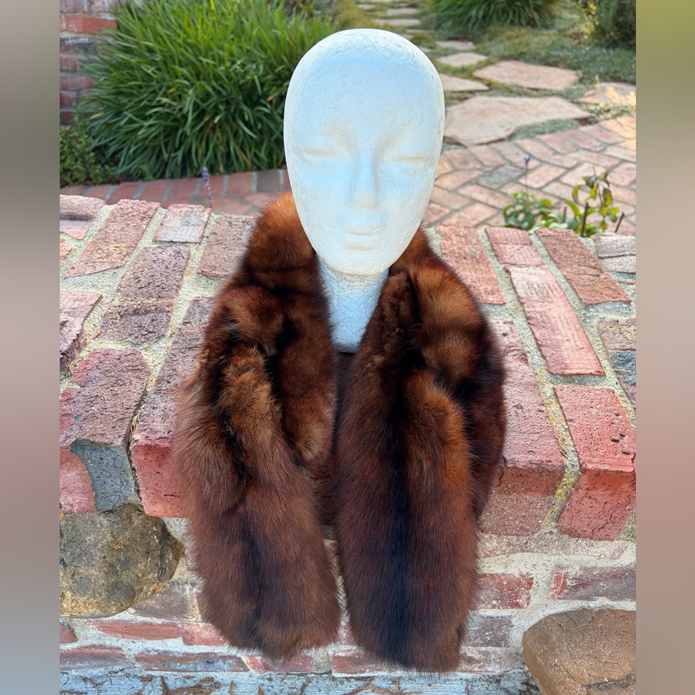 Plush Sable Fur Stole or Shoulder Wrap Rocker Style Velvet Lined Nice 😊